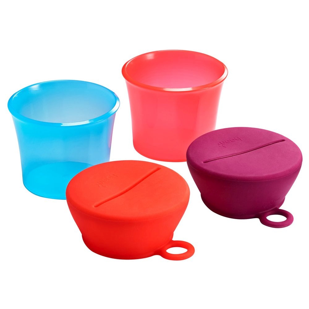 Boon Snug Snack Containers With Stretchy Silicone Lids - Pink