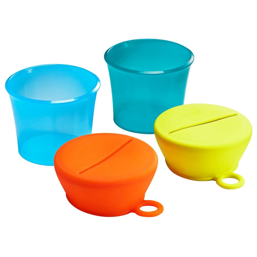 Boon Snug Snack Containers With Stretchy Silicone Lids - Blue