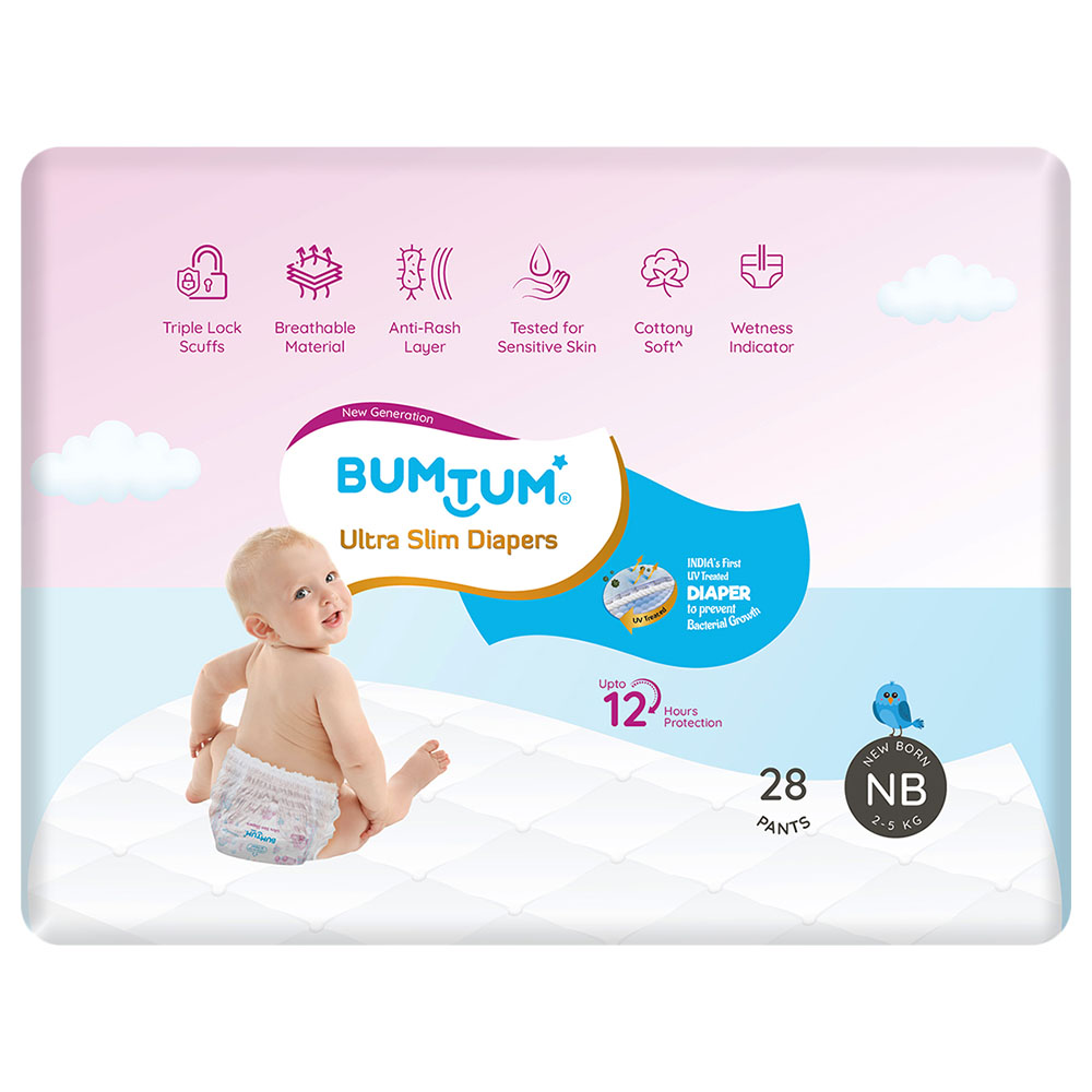 Bumtum - Ultra slim Baby Pant Style Diapers - Newburn - 28 Diapers