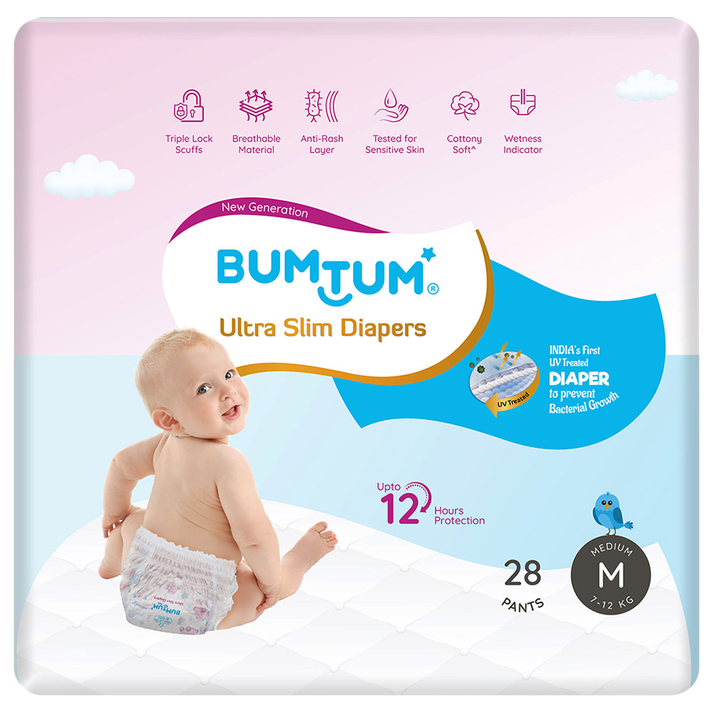 Bumtum - Ultra slim Baby Pant Style Diapers - M - 25 Diapers