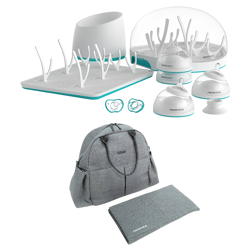 Nanobebe - Newborn Gift Set w/ Duet Diaper Changing Bag - Blue