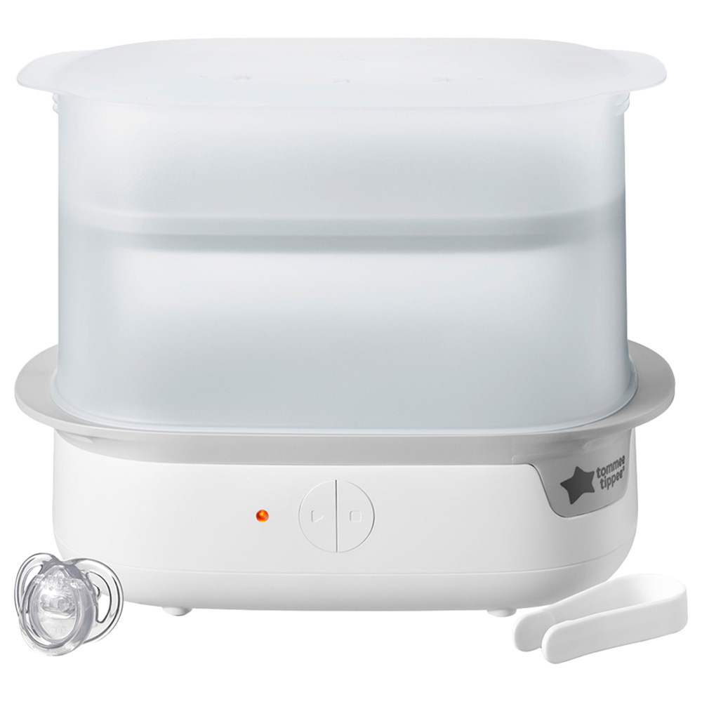 tommee tippee Advanced Steam Electric Steriliser For Baby Bottles, Kills Viruses And 99.9% Of Bacteria, 5-Minute Sterilisation Cycle, White