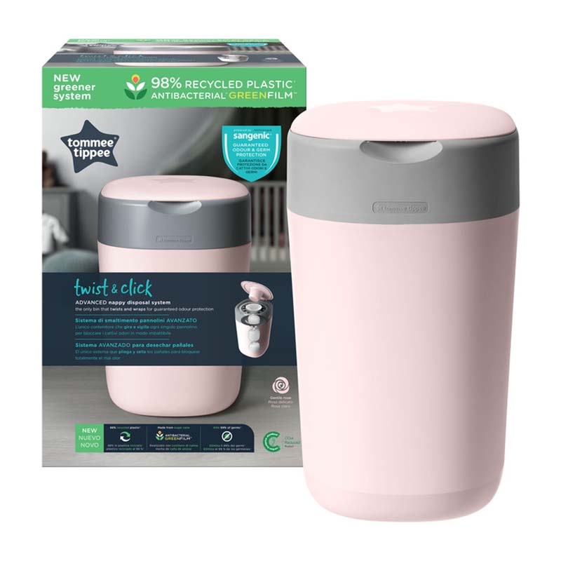 Tommee Tippee - Twist and Click Advanced Nappy Bin - Pink