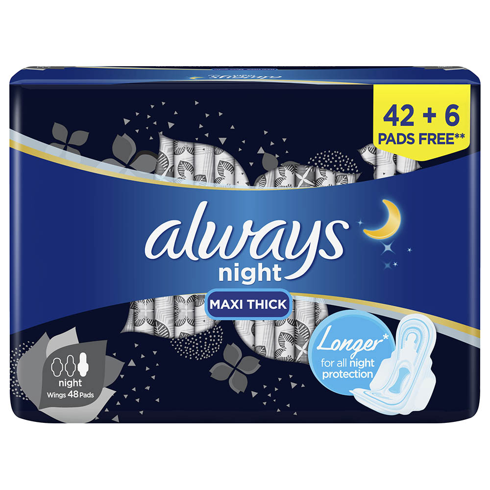 Always Dry & Comfort Night Sanitary Pads Large Dual Pack
