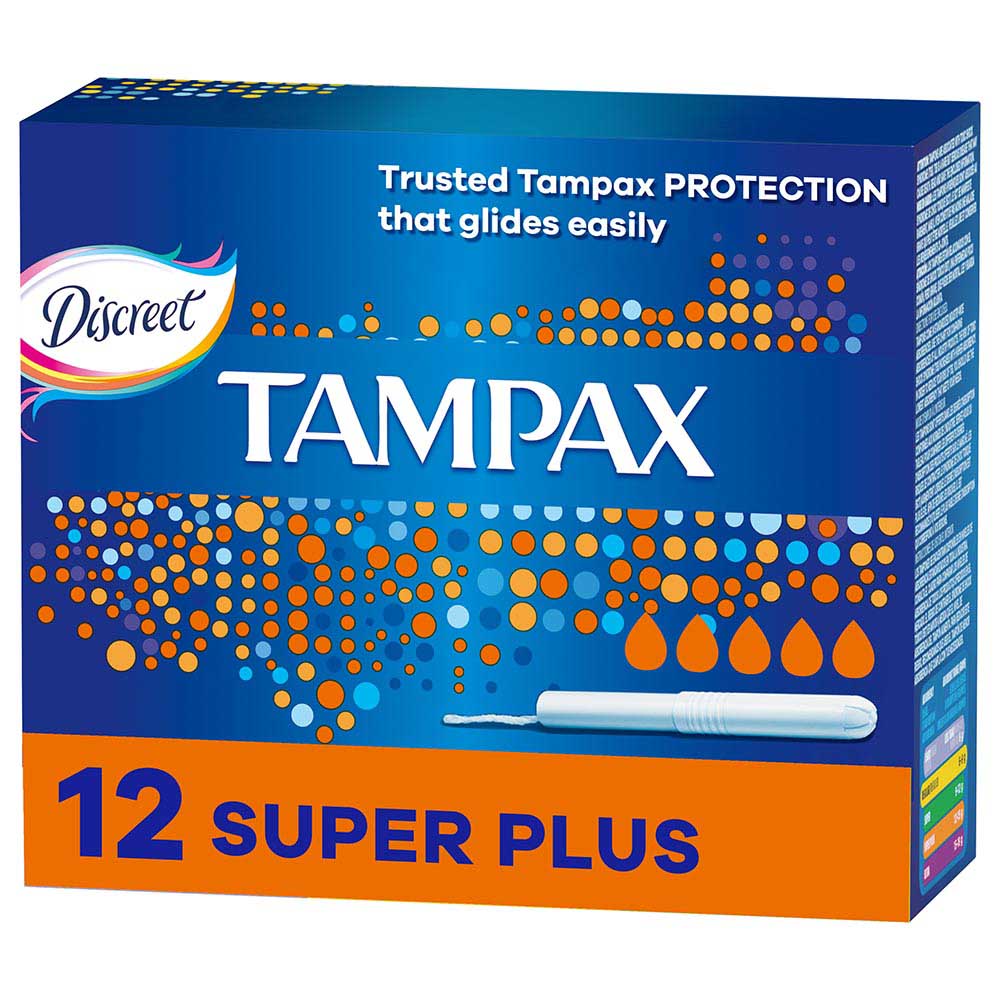 Tampax - Cardboard Applicator Tampons, Super Plus, 12 count