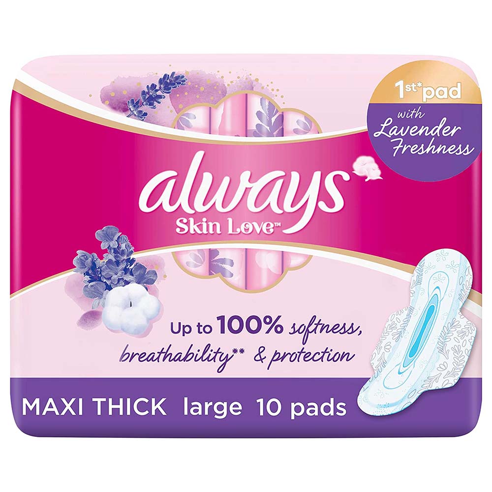 Always - Skin Love Thick Pads with Natural Lavender Oil - L - 10pcs