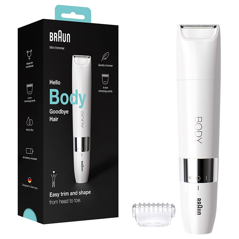 Braun Bs1000 Body Mini Trimmer with Trimming Comb - White