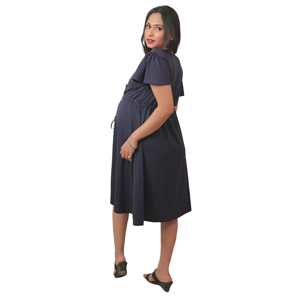 Tummy - Multicolour Organic Cotton Maternity Dress with Drawstring