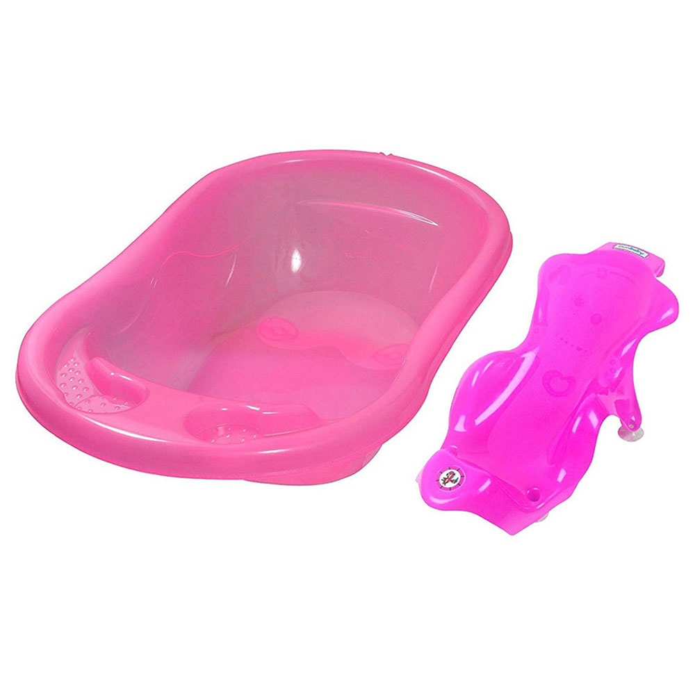 SunBaby - Plastic Bathtub with Bath Seat Sling - Pink