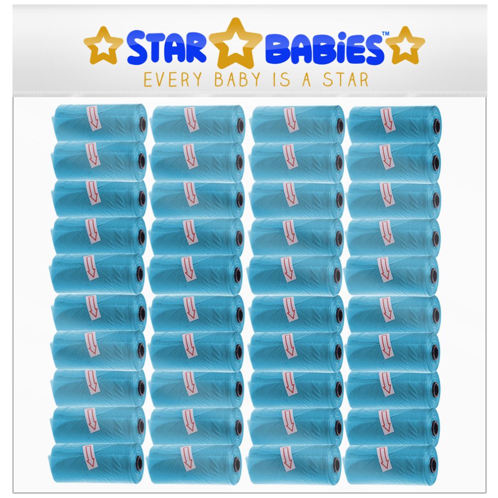 Star Babies - Scented Nappy Bag Roll - Pack of 40/600 Bags - Blue