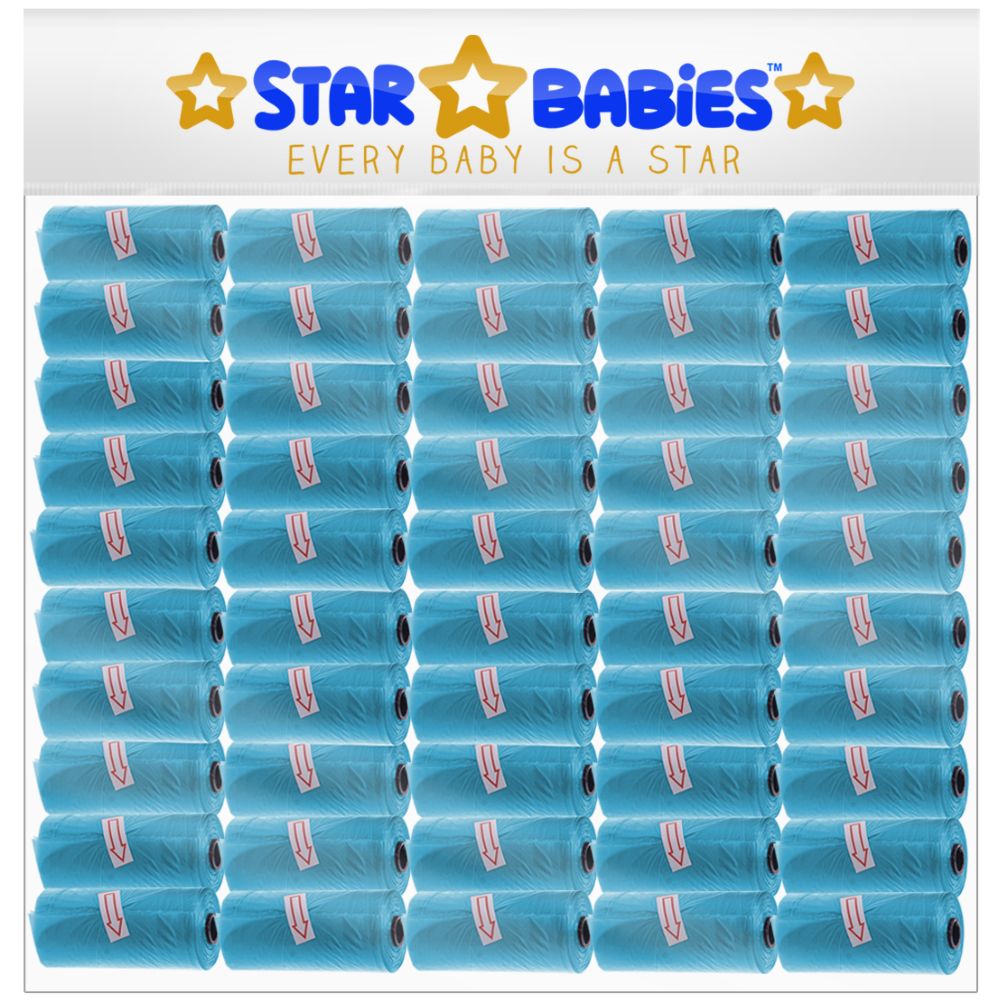 Star Babies - Scented Nappy Bag Roll - Pack of 50/750 Bags - Blue