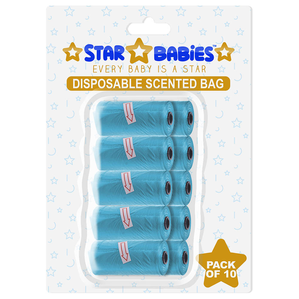 Star Babies - Scented Nappy Bag Blister - Pack of 10/150 Bags - Blue