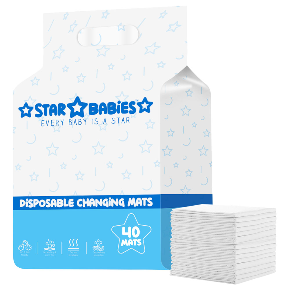 Star Babies Disposable Changing mats 45x60cm - Pack of 40 - White