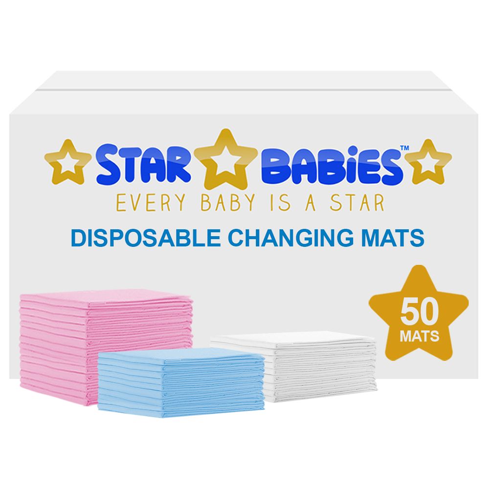 Star Babies - Disposable Changing mats (45x60cm) Large, Pack of 50 - Assorted