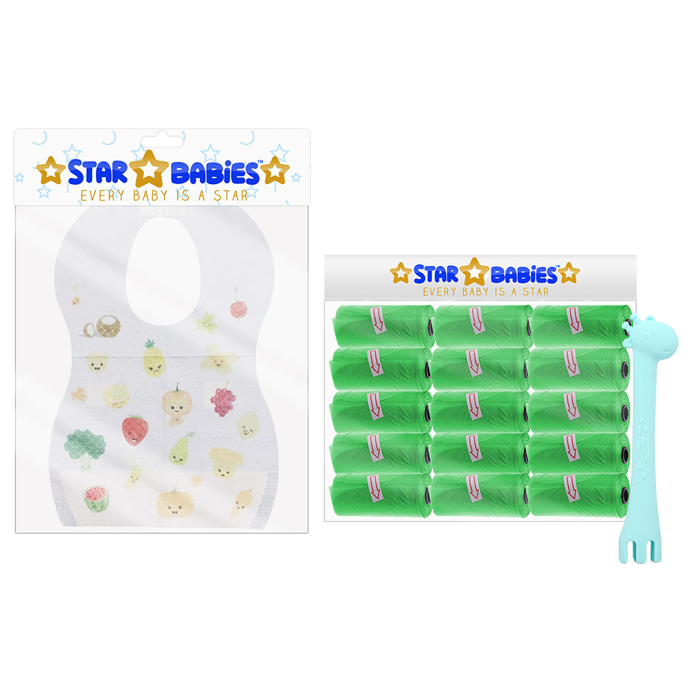 Star Babies - Disposable Bibs with Scented Bag & Silicon Spoon