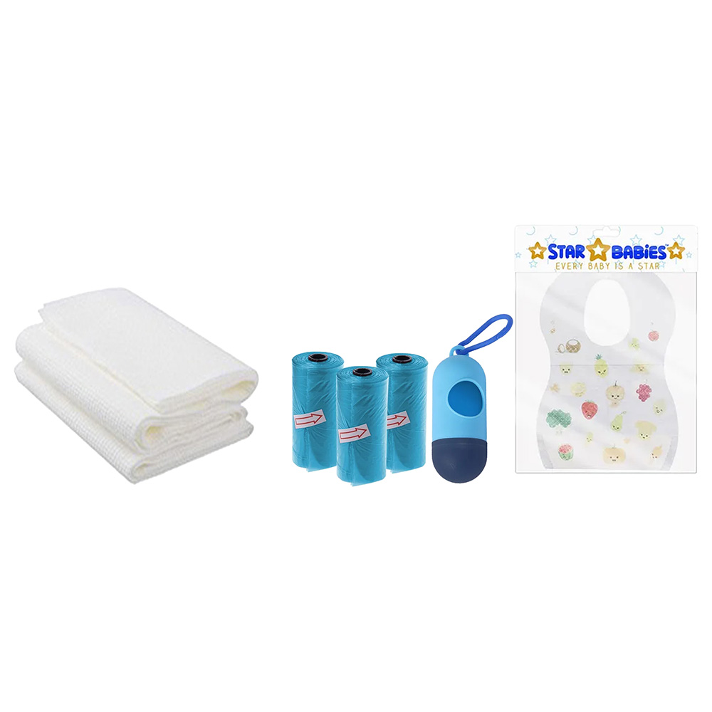 Star Babies - Scented Bag 3pcs & Bibs 10pcs & Towel 3pcs - Blue