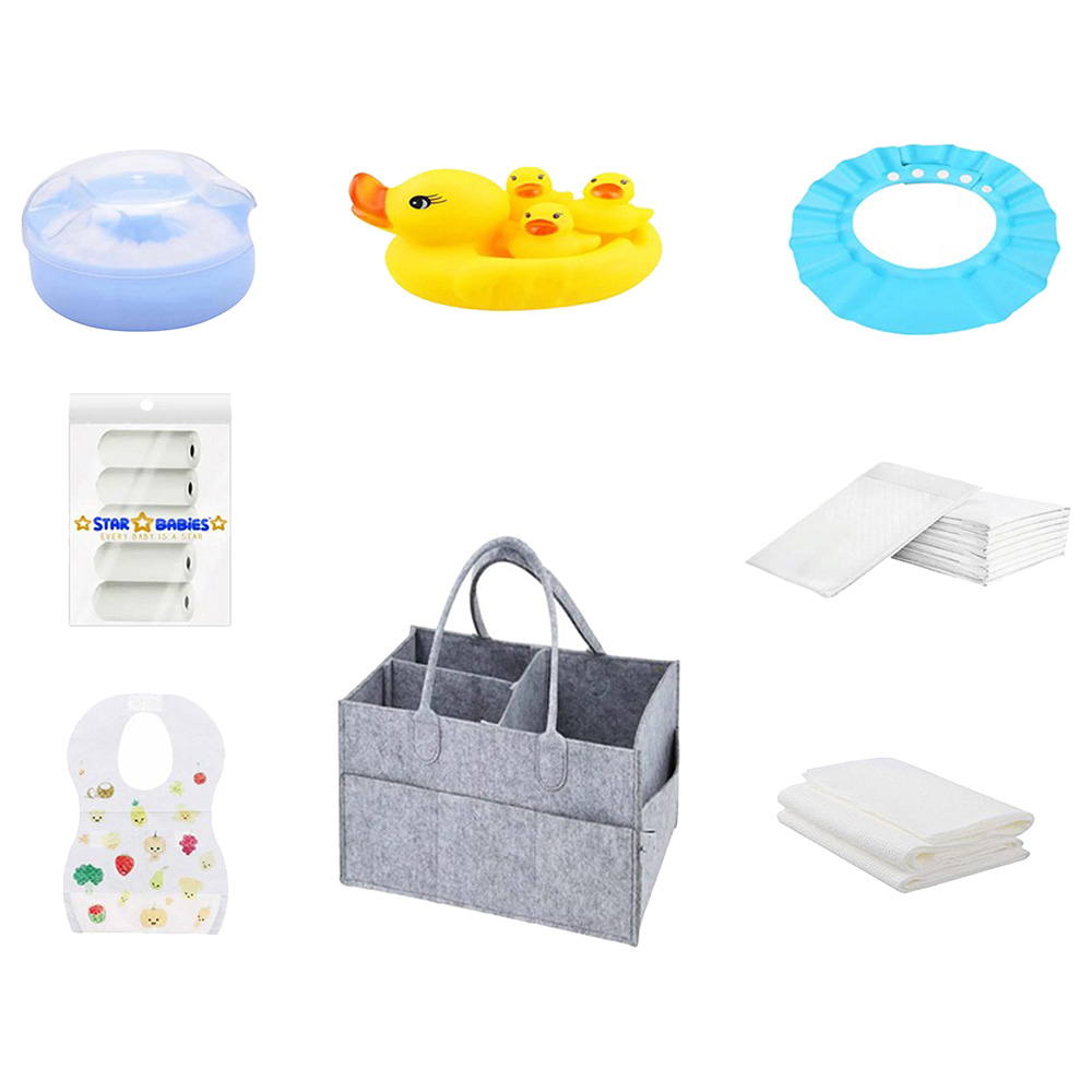 Star Babies - Baby Essentials with Caddy Diaper Bag - White