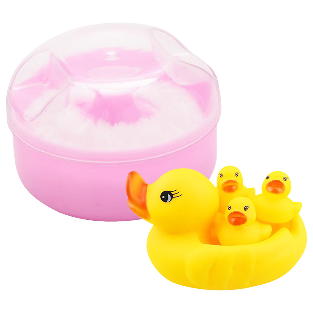 Star Babies - Powder Puff with Rubber Duck - Pack Of 2 - Pink/Yellow