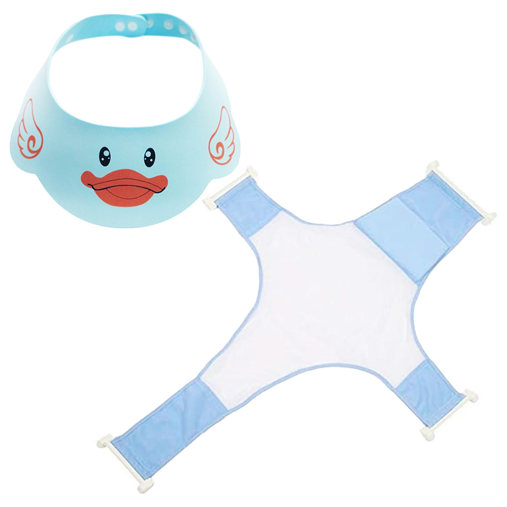 Star Babies - Bath Seat Support Net Bathtub with Shower Cap - Blue