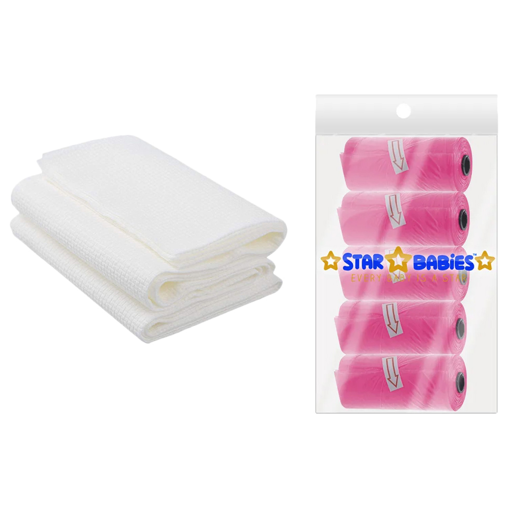 Star Babies - Scented Bag 5pcs with Disposable Towel 3pcs - Pink