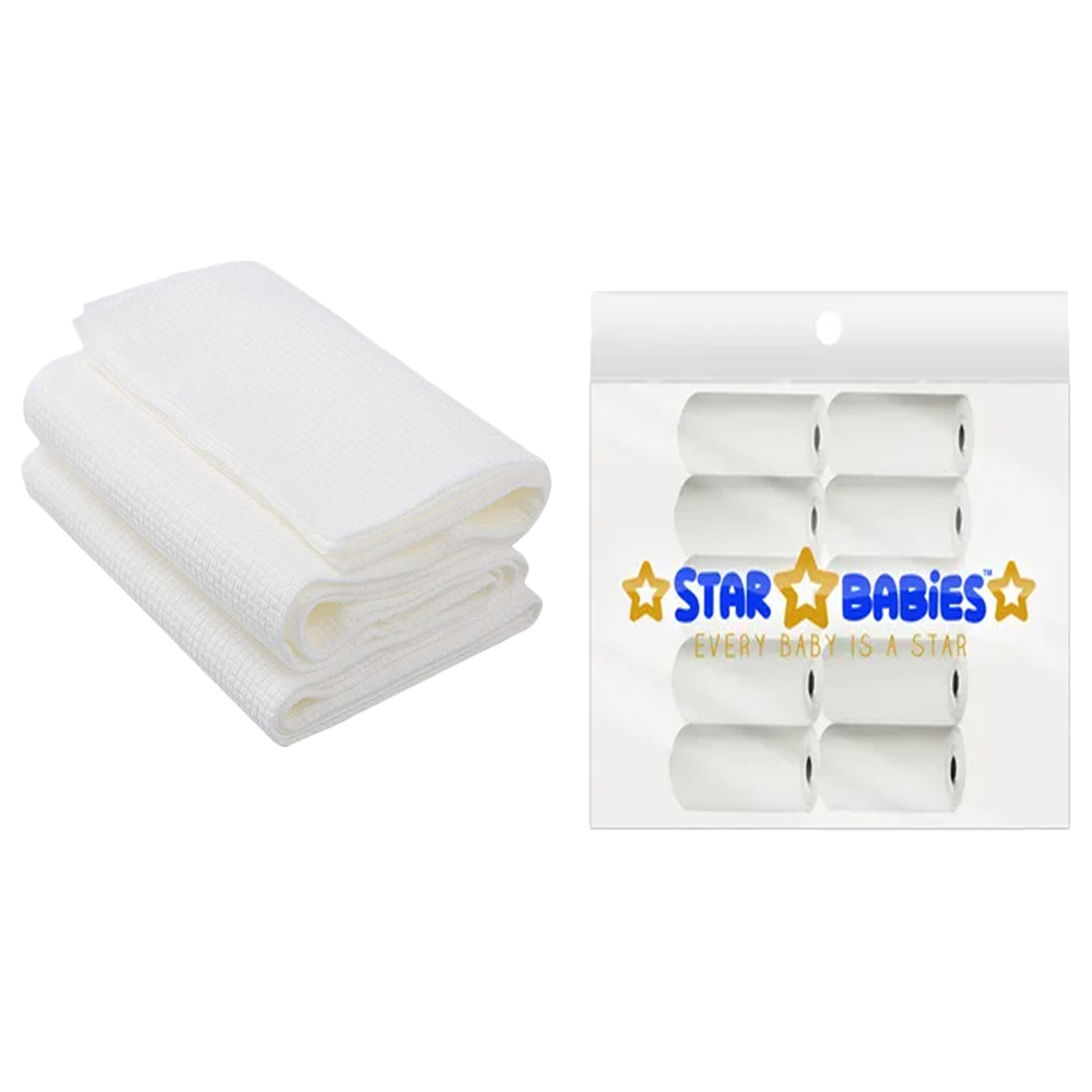 Star Babies - Scented Nappy Bag 10pcs with Disposable Towel 3pcs - White