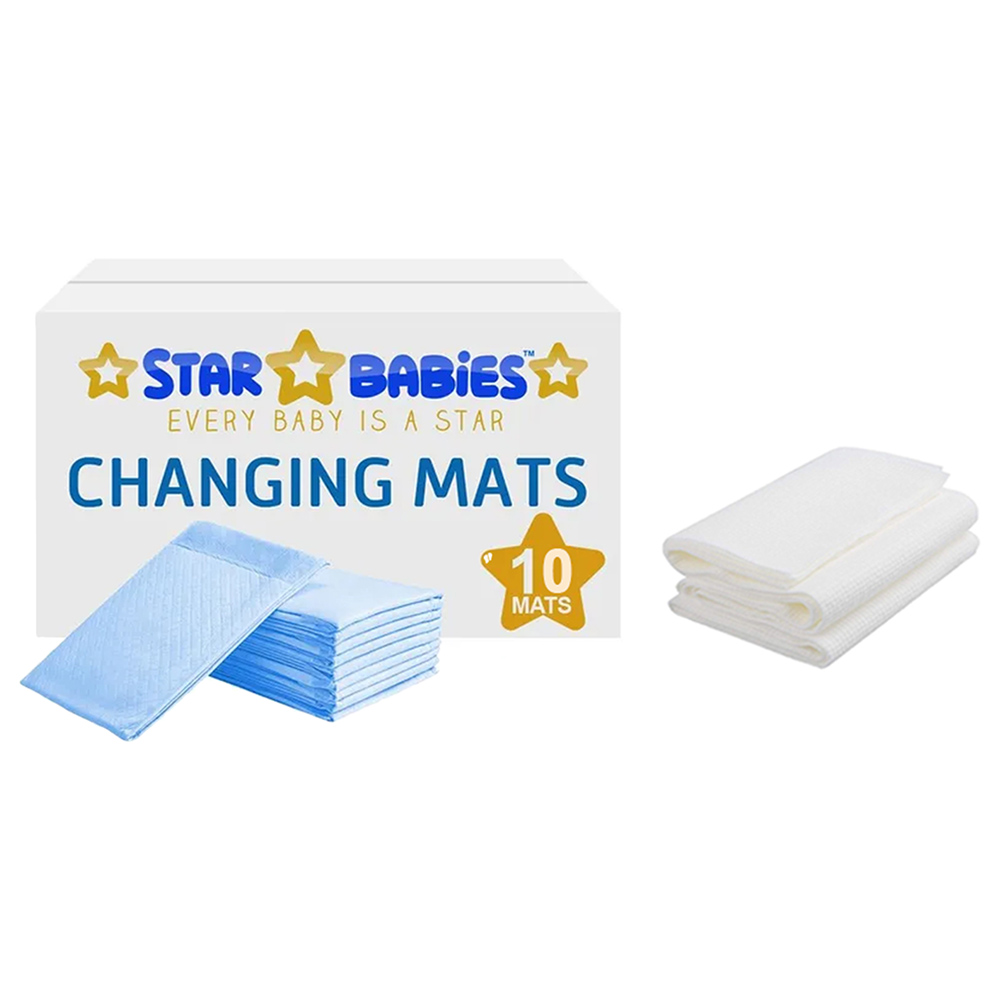 Star Babies - Disposable Changing Mat 10pcs with Disposable Towel 3pcs - Blue
