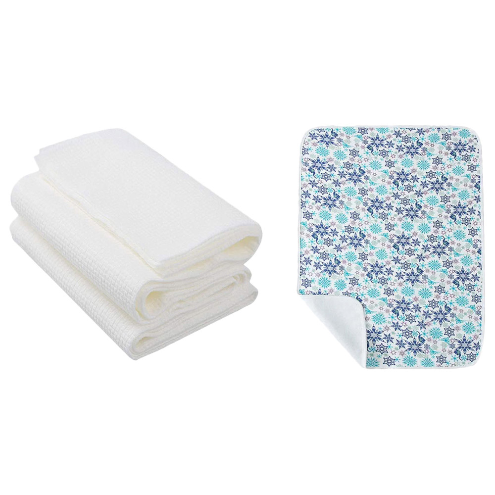 Star Babies - Reusable Changing Mat with Disposable Towel 3pcs - Printed Flower Blue
