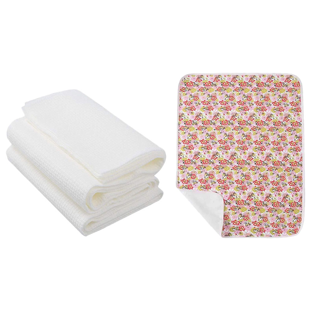 Star Babies - Reusable Changing Mat with Disposable Towel 3pcs - Flower Pink