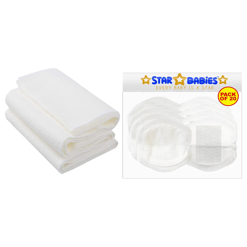 Star Babies - Disposable Breast Pad 20pcs with Disposable Towel 3pcs - White