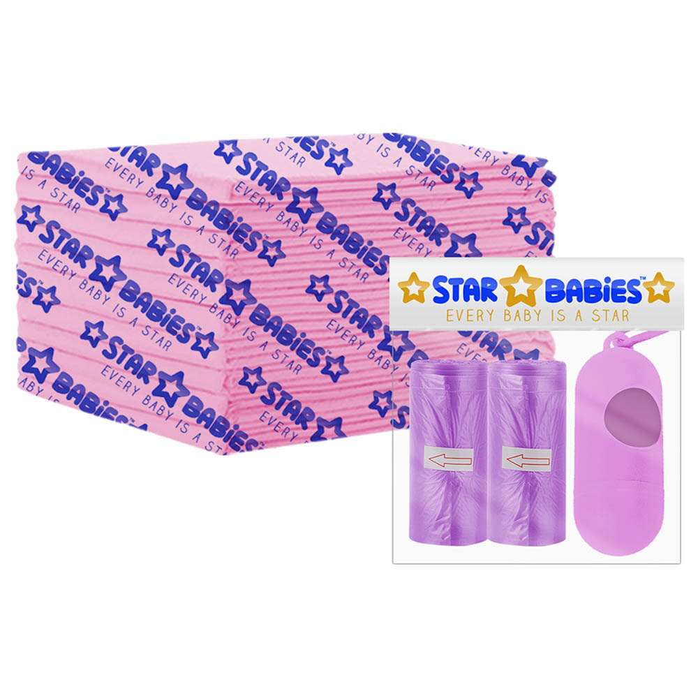 Star Babies - Changing Mat 10pcs, Scented Bag with Dispenser - Pink
