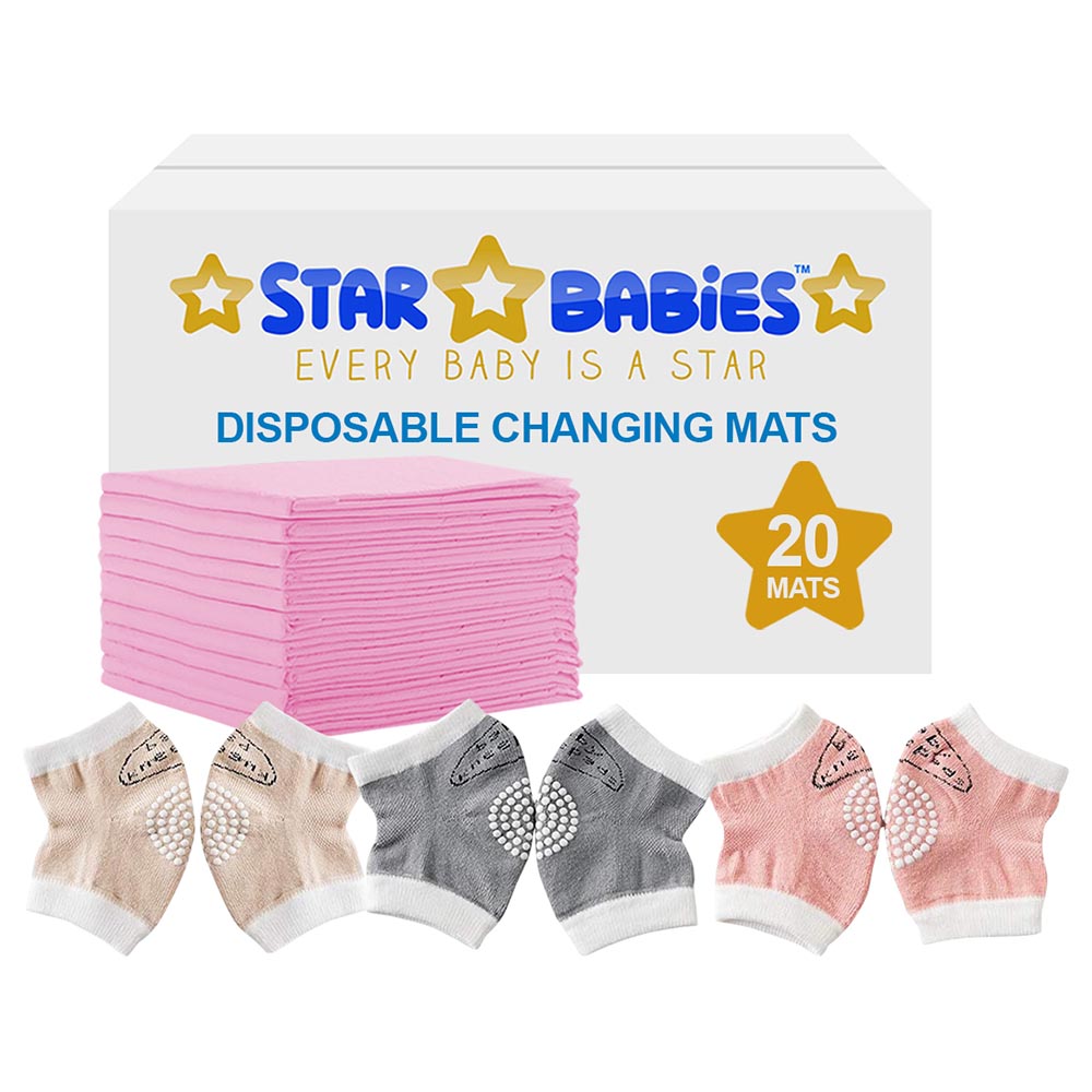 Star Babies - Disposable Changing Mat 12pcs with Baby Knee Pad 3pcs