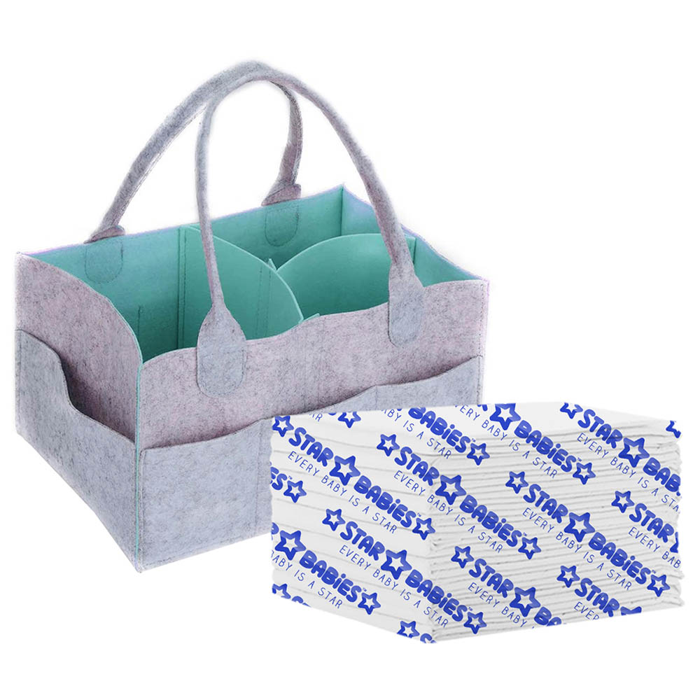 Star Babies - Disposable Changing Mat 12pcs with Diaper Caddy