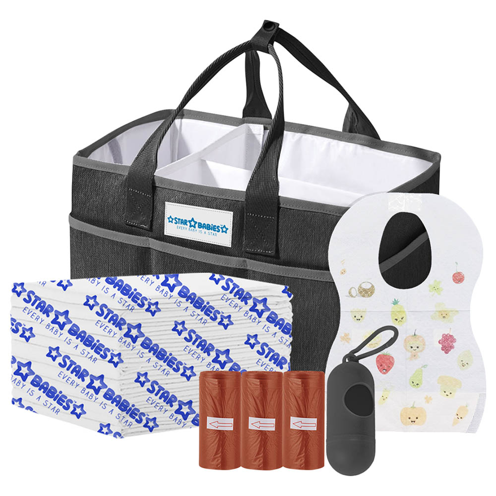 Star Babies - Diaper Caddy with Changing Mat, Bibs, Scented Bag