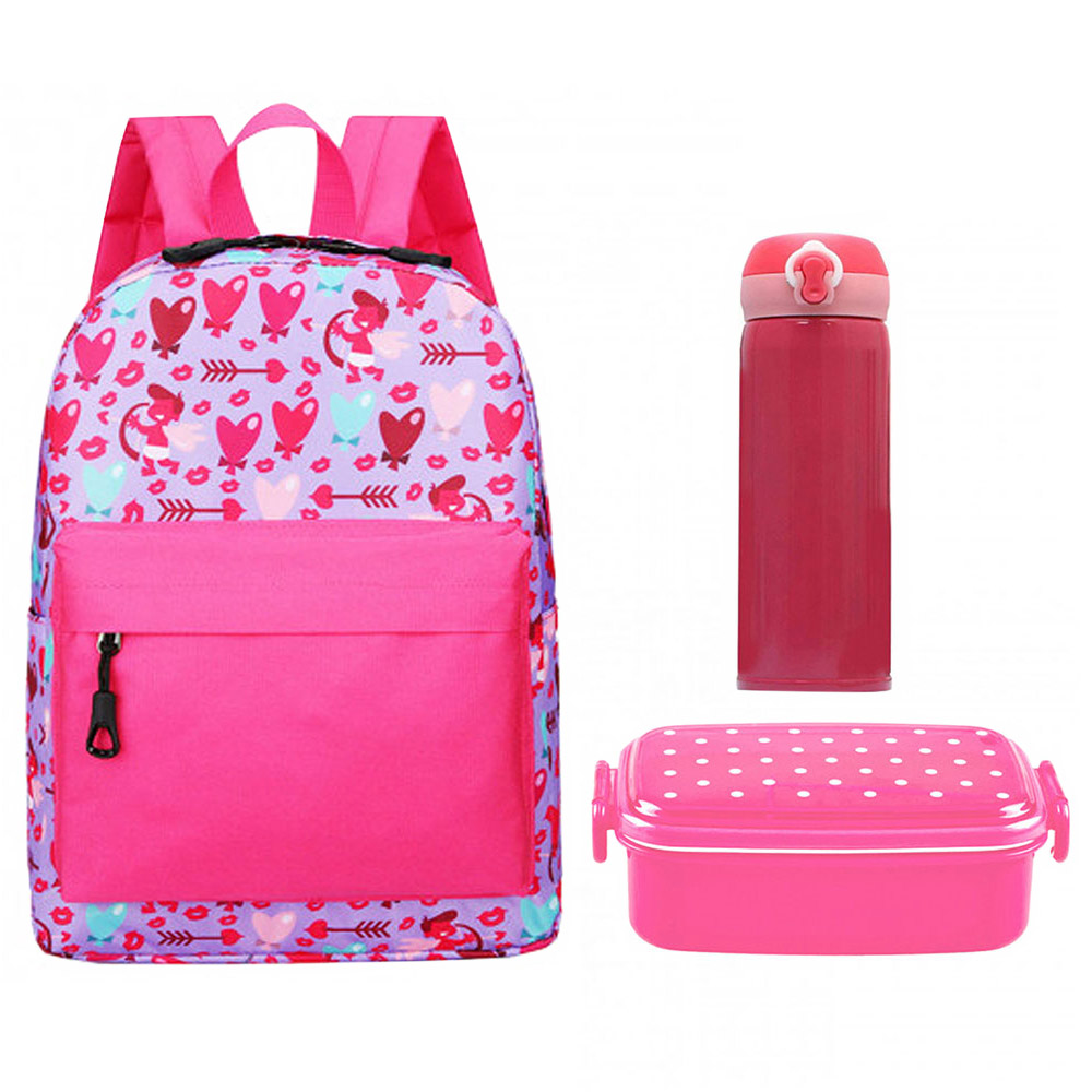 Star Babies School Bag 13.8 inches 2 Compartment Lunch Box Pink