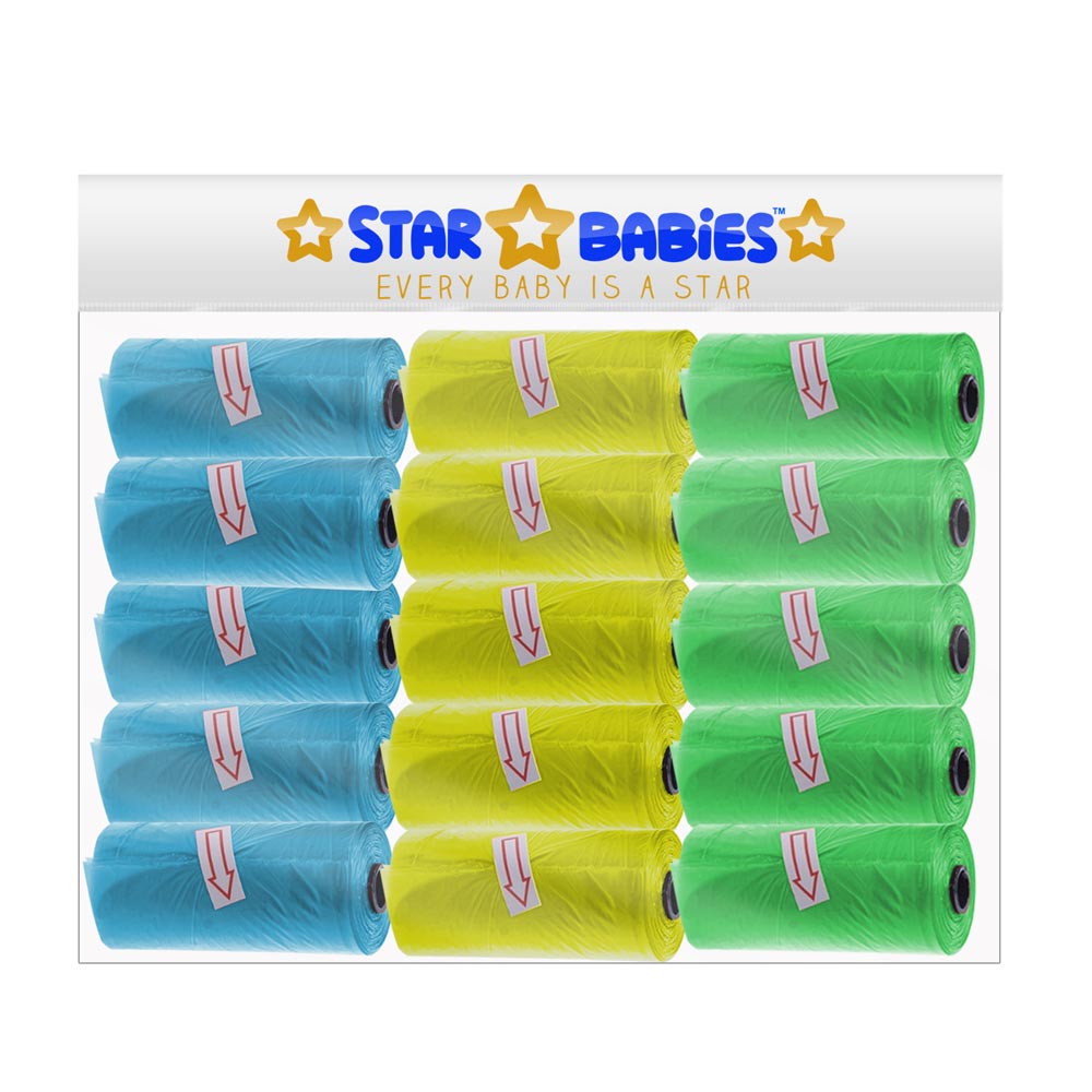 Star Babies - Scented Nappy Bag Pack of 15/225 Bags - Assorted