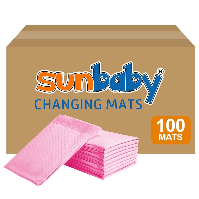 SunBaby - Disposable Changing mats (45x60cm) Large, Pack of 100 - Pink