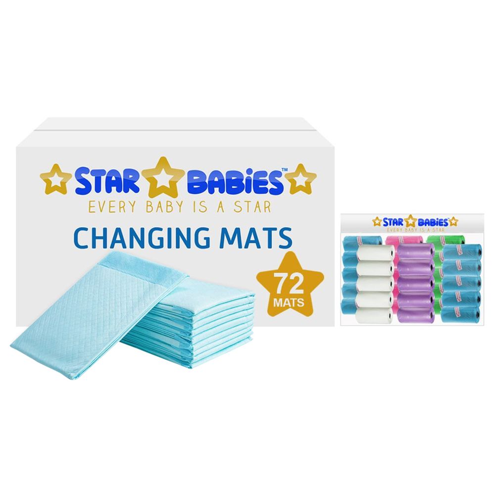 Star Babies - Disposable Changing Mat 72Pcs with 30Pcs Scented Bag - Assorted