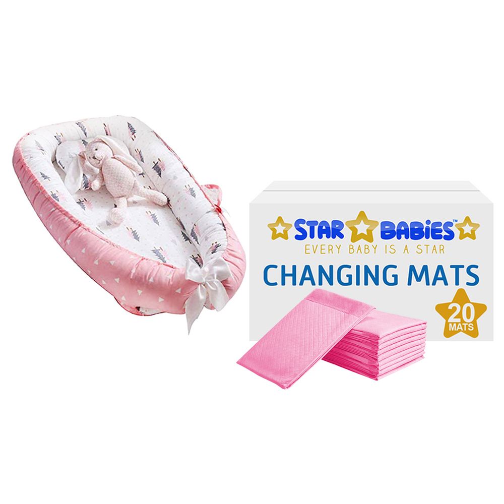 Star Babies Lounger Sleeping Pod & Changing Mats Pink