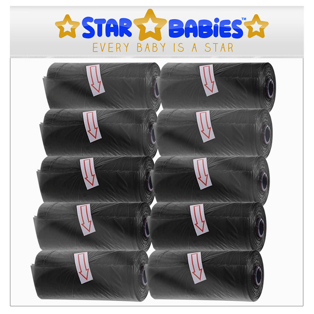 Star Babies - Scented Nappy Bag Pack of 10/150 Bags - Black
