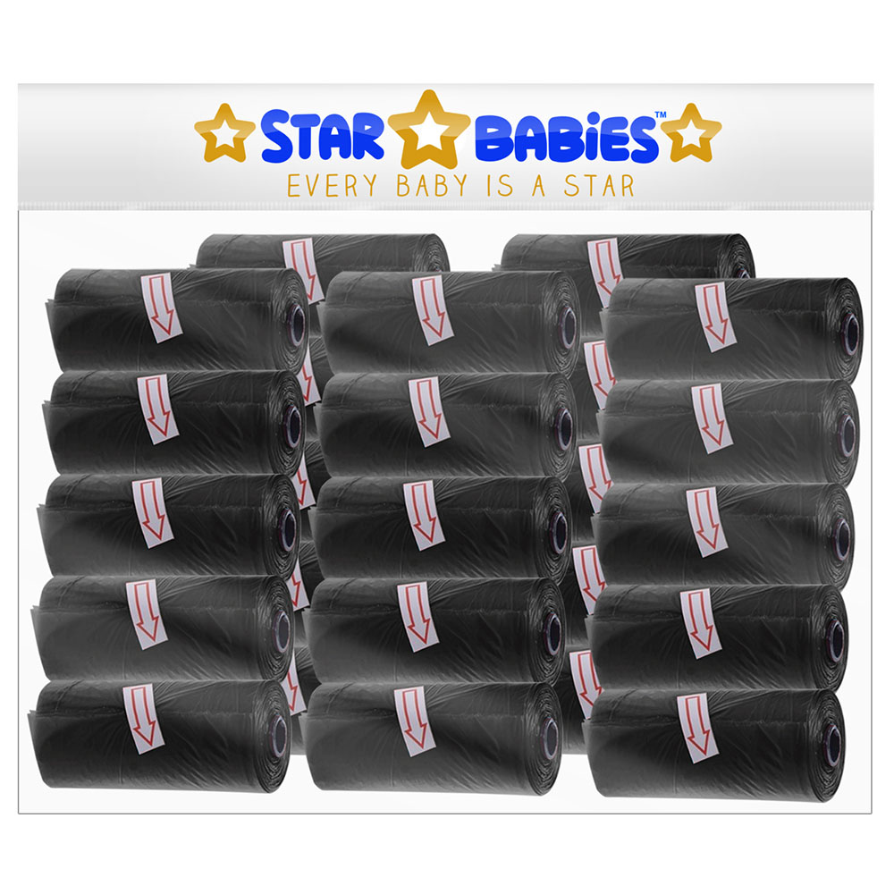 Star Babies - Scented Nappy Bag - Pack of 25/375 Bags - Black