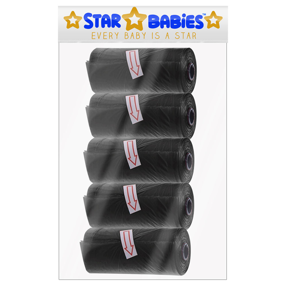 Star Babies - Scented Nappy Bag Pack of 5/75 Bags - Black