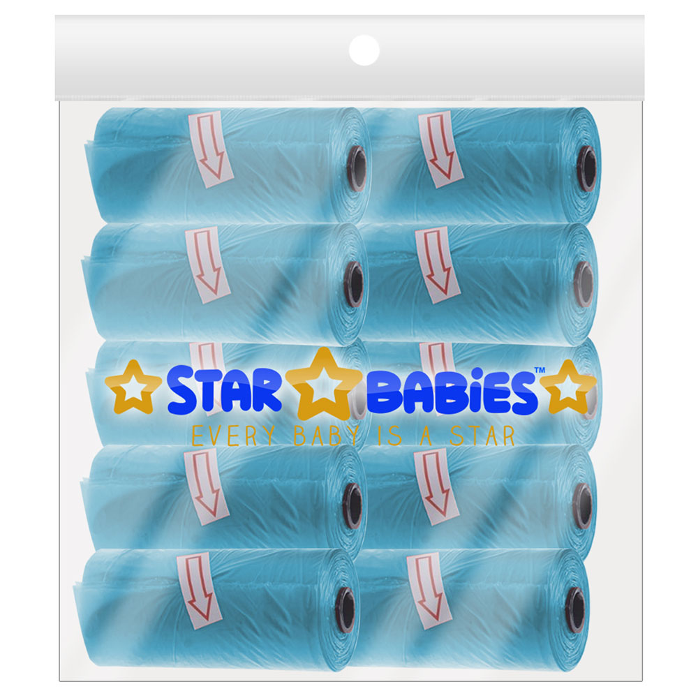 Star Babies Scented Nappy Bag Pack of 10/150 Bags - Blue
