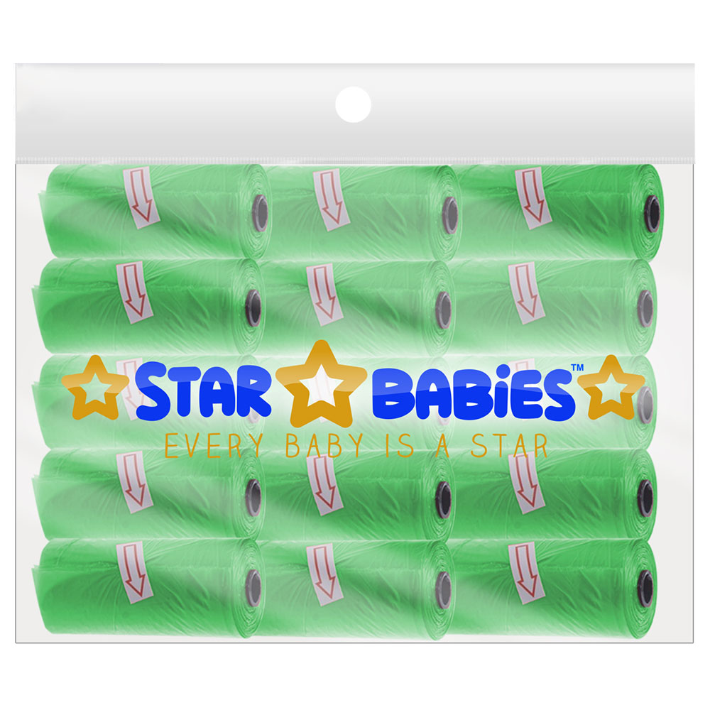 Star Babies - Scented Nappy Bag Pack of 15/225 Bags - Green