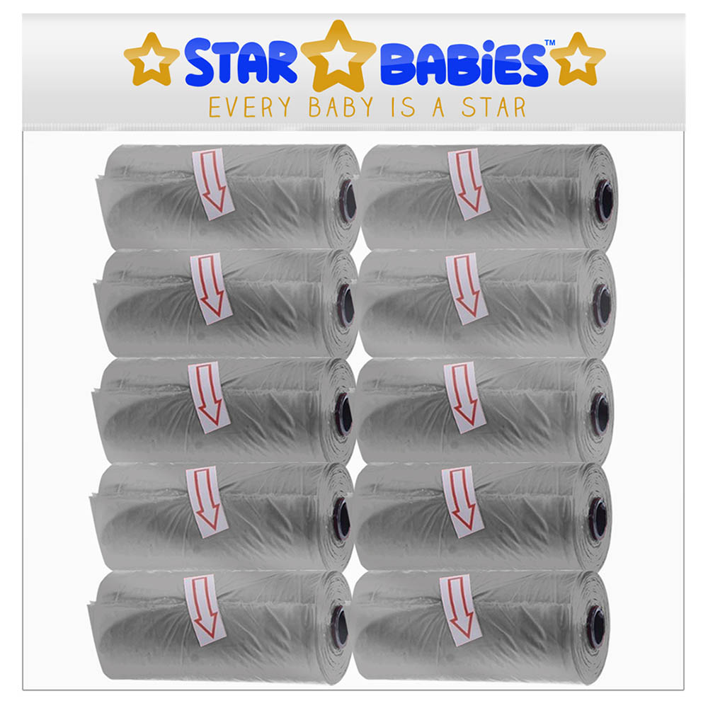 Star Babies - Scented Nappy Bag Pack of 10/150 Bags - Grey