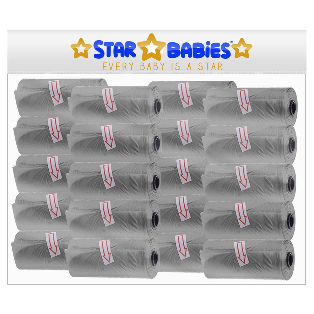 Star Babies - Scented Nappy Bag Pack of 20/300 Bags - Grey