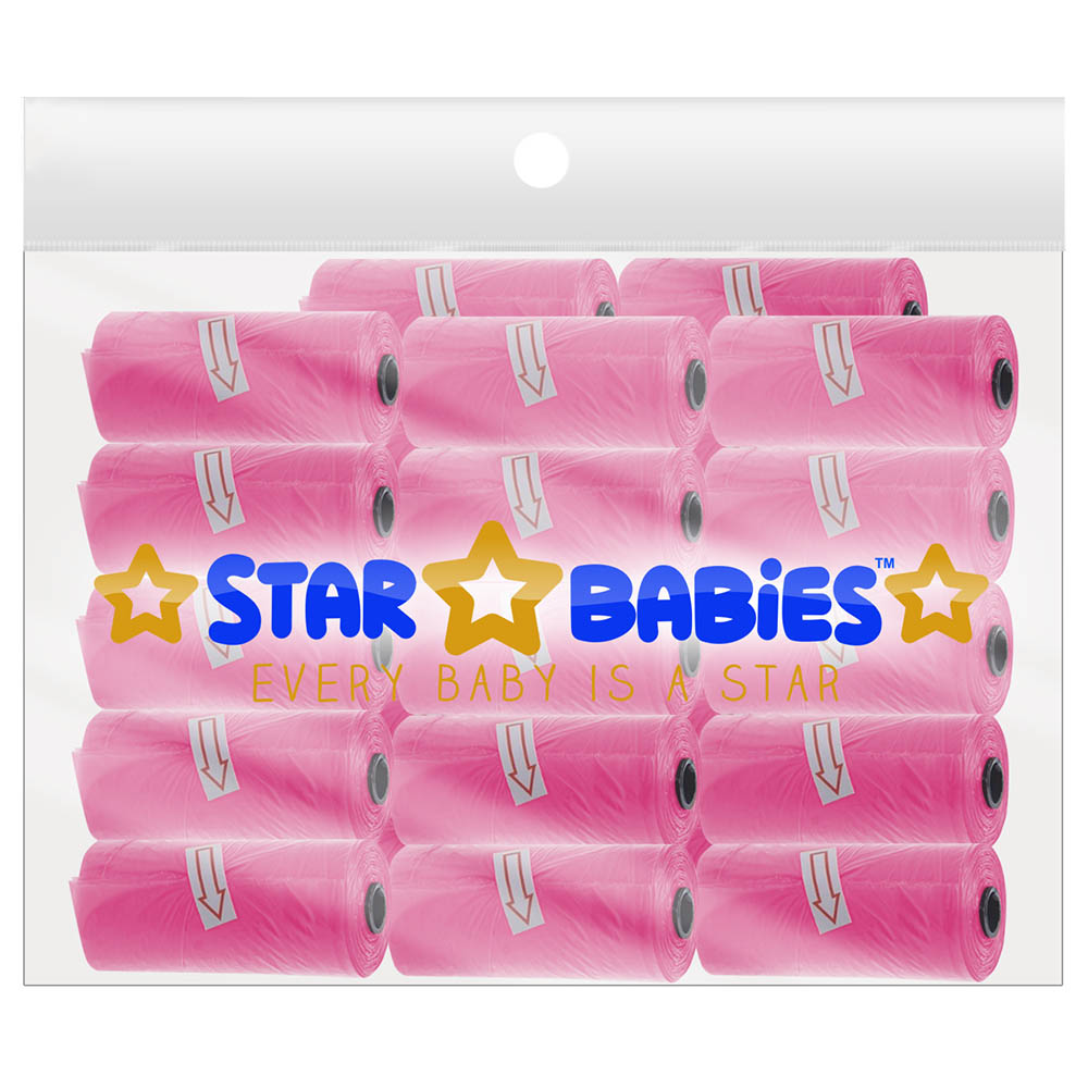 Star Babies - Scented Nappy Bag - Pack of 25/375 Bags - Pink