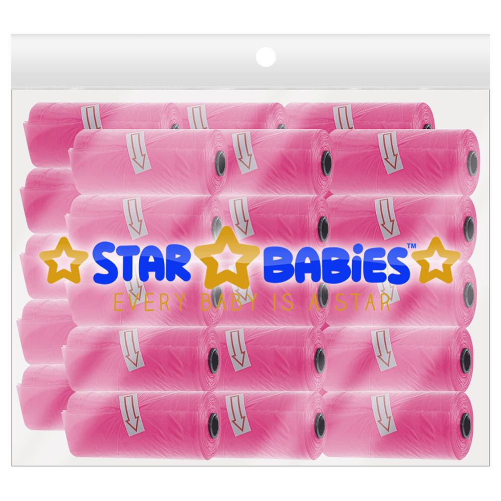 Star Babies - Scented Nappy Bag Pack of 30/450 Bags - Pink
