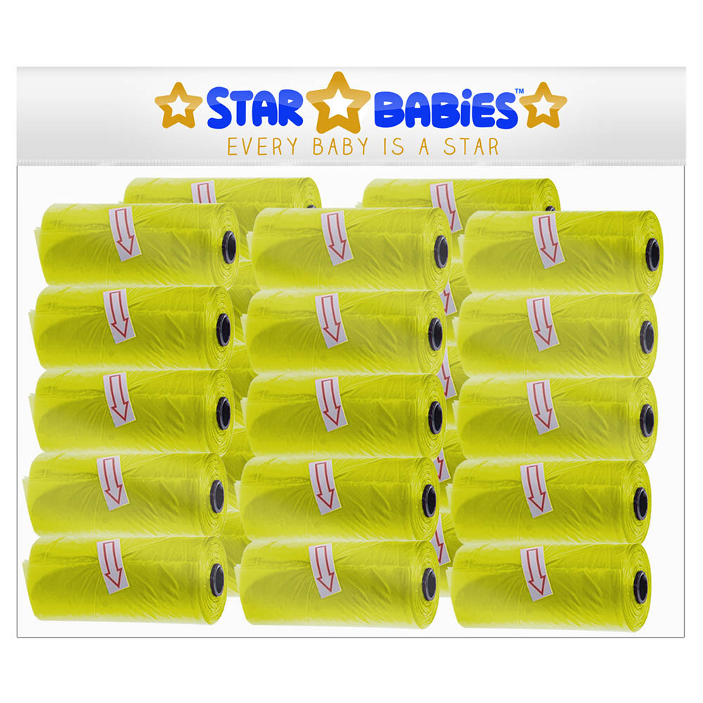 Star Babies - Scented Nappy Bag - Pack of 25/375 Bags - Yellow
