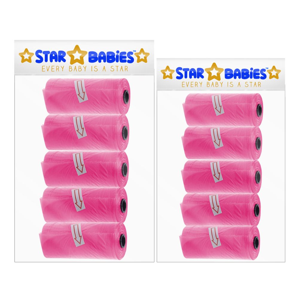 Star Babies - Scented Nappy Bags Pack of 10/150 Bags - Pink