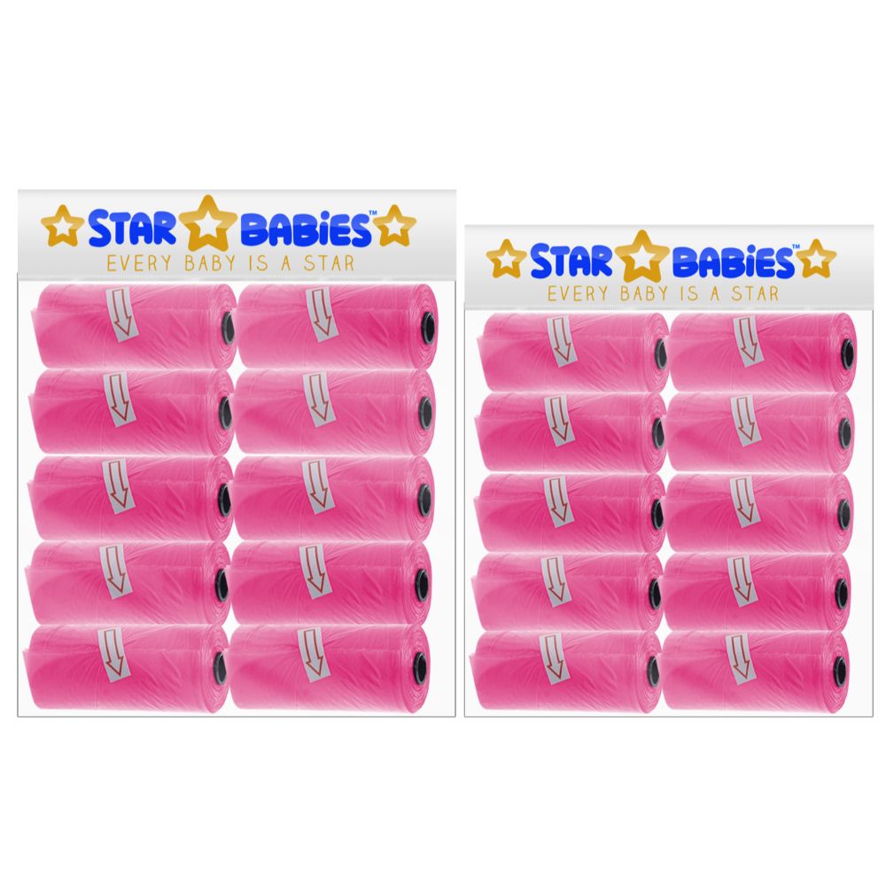 Star Babies - Scented Nappy Bags Pack of 20/300 Bags - Pink